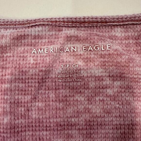 American Eagle V-Neck Burnout Crossover T-Shirt Women’s Small Pink Lightweight - Picture 4 of 7
